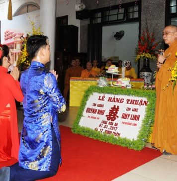 Tam Kỳ: Lễ hằng thuận cho đôi bạn trẻ tại chùa Hòa An