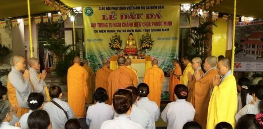 Điện Bàn: Đặt đá trùng tu chùa Phước Minh