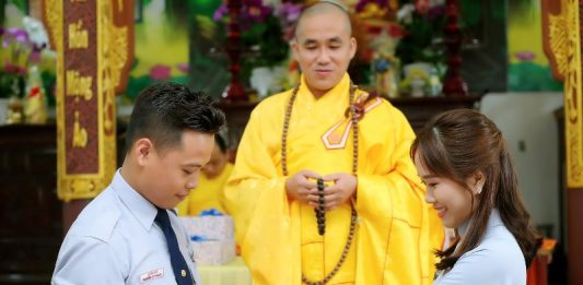 Đại Lộc: Đôi huynh trưởng GĐPT tổ chức lễ hằng thuận tại chùa Tam Hòa