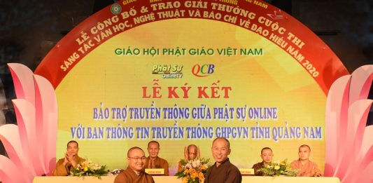 Lễ ký kết bảo trợ truyền thông giữa Phật sự online với Ban TTTT PG Quảng Nam