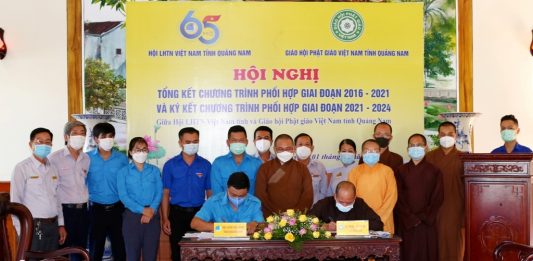BTS Giáo hội Phật giáo tỉnh Quảng Nam ký kết chương trình phối hợp với Hội Liên hiệp Thanh niên tỉnh, giai đoạn 2021 – 2024