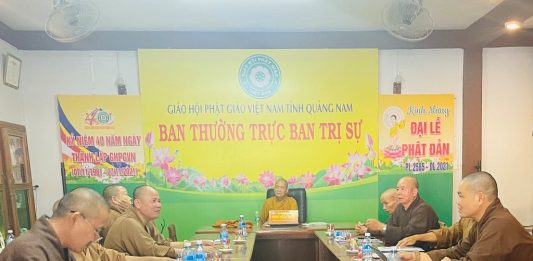 Ban Thường trực Ban Trị sự GHPGVN tỉnh Quảng Nam lắng nghe góp ý về công tác dự kiến nhân sự nhiệm kỳ VI