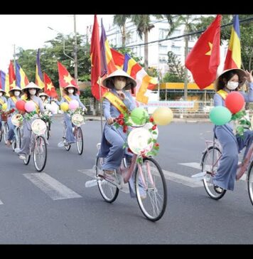 Video QCB: Phân ban Thanh thiếu nhi Phật giáo tỉnh Quảng Nam diễu hành xe đạp cúng dường Đại lễ Phật đản PL.2567